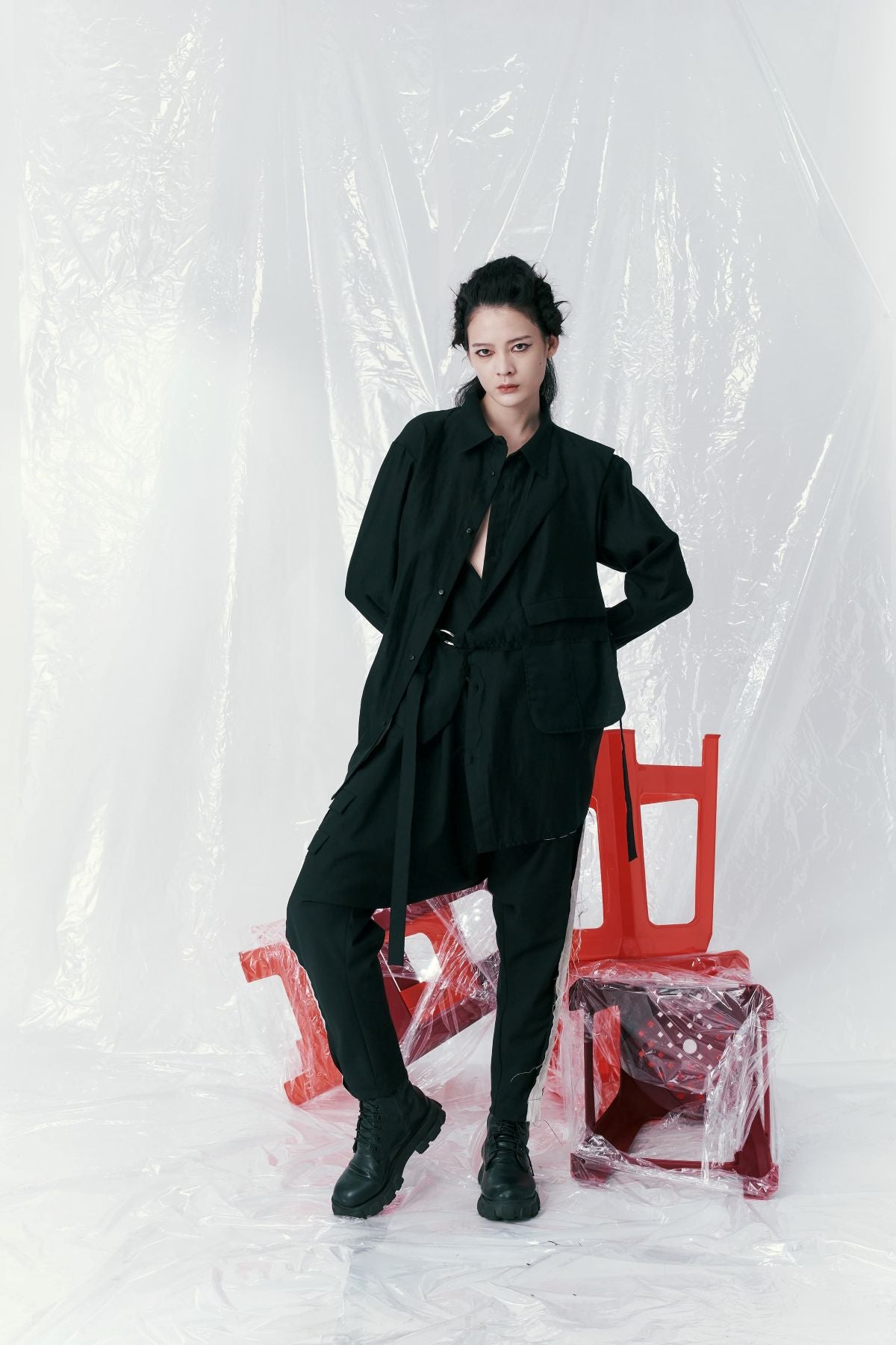 Deconstructed Flap Buckle Shirt - Studio183
