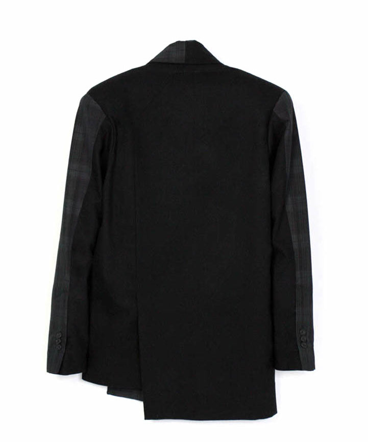 Black Panelled Check Pattern Blazer - Studio183