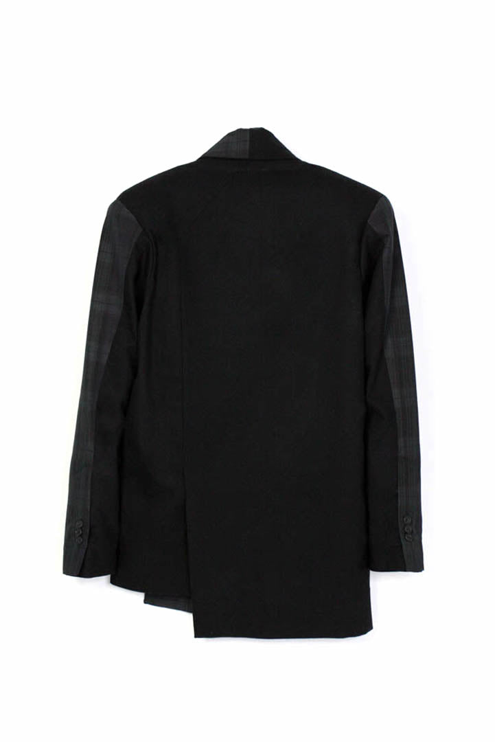Black Panelled Check Pattern Blazer - Studio183