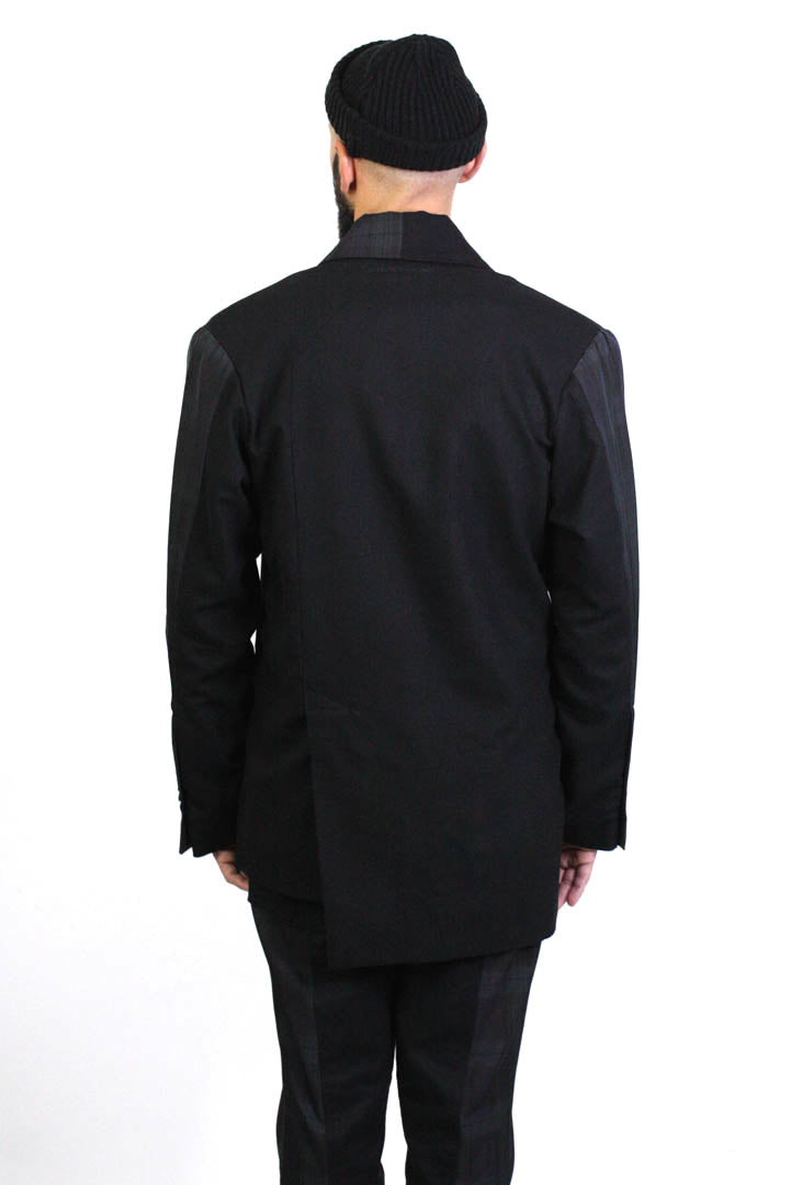 Black Panelled Check Pattern Blazer - Studio183