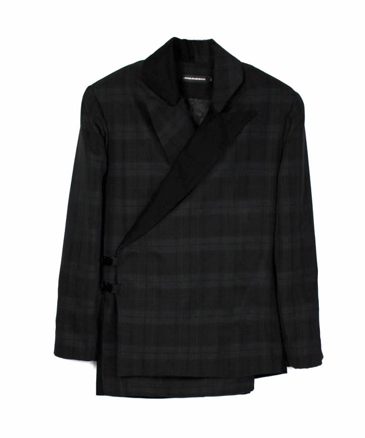 Black Panelled Check Pattern Blazer - Studio183