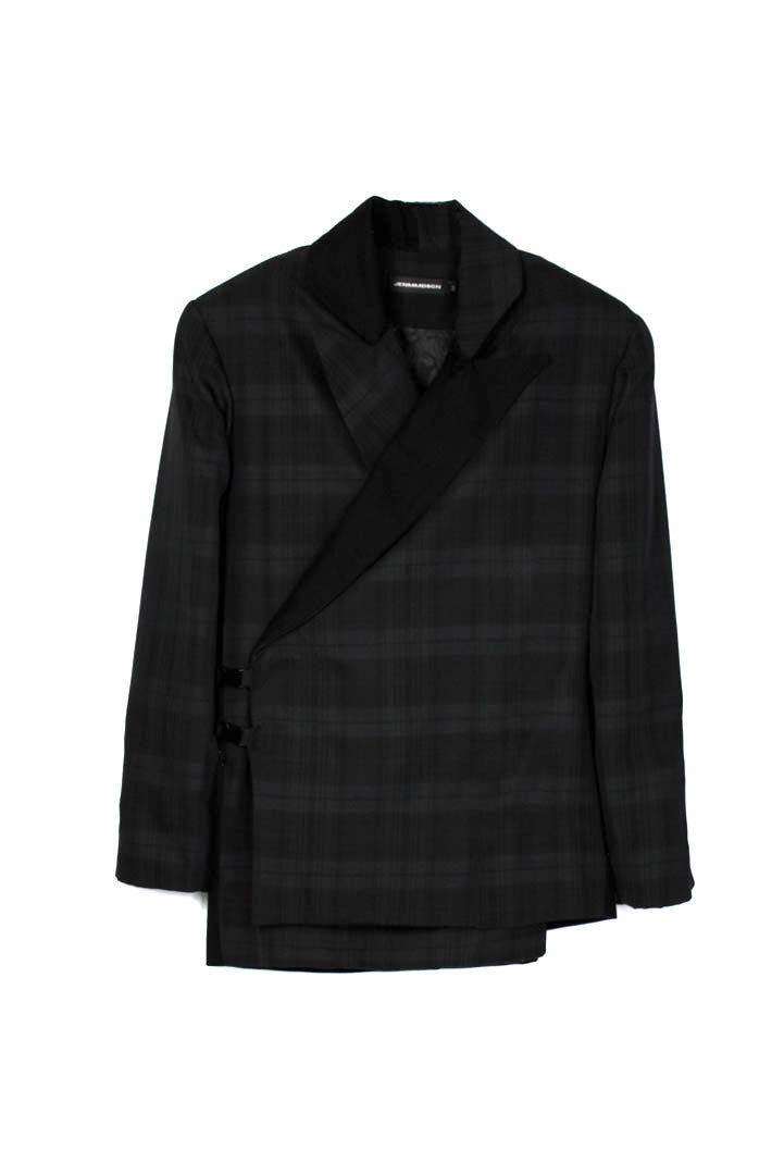 Black Panelled Check Pattern Blazer - Studio183