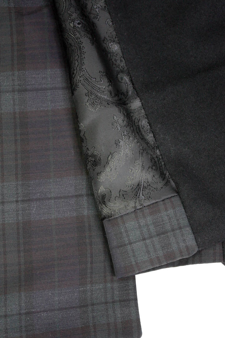 Black Panelled Check Pattern Blazer - Studio183