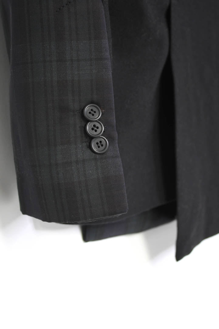 Black Panelled Check Pattern Blazer - Studio183