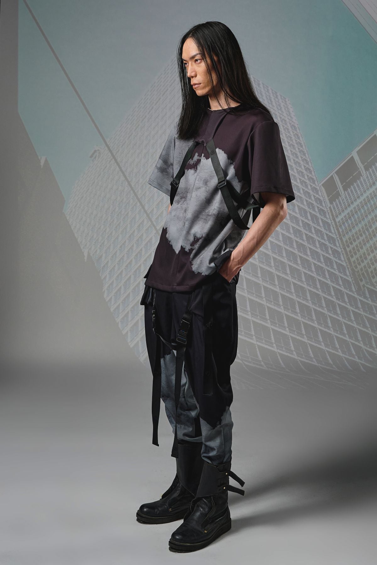 Transform Collar Strap Top (Line Cloud) - Studio183