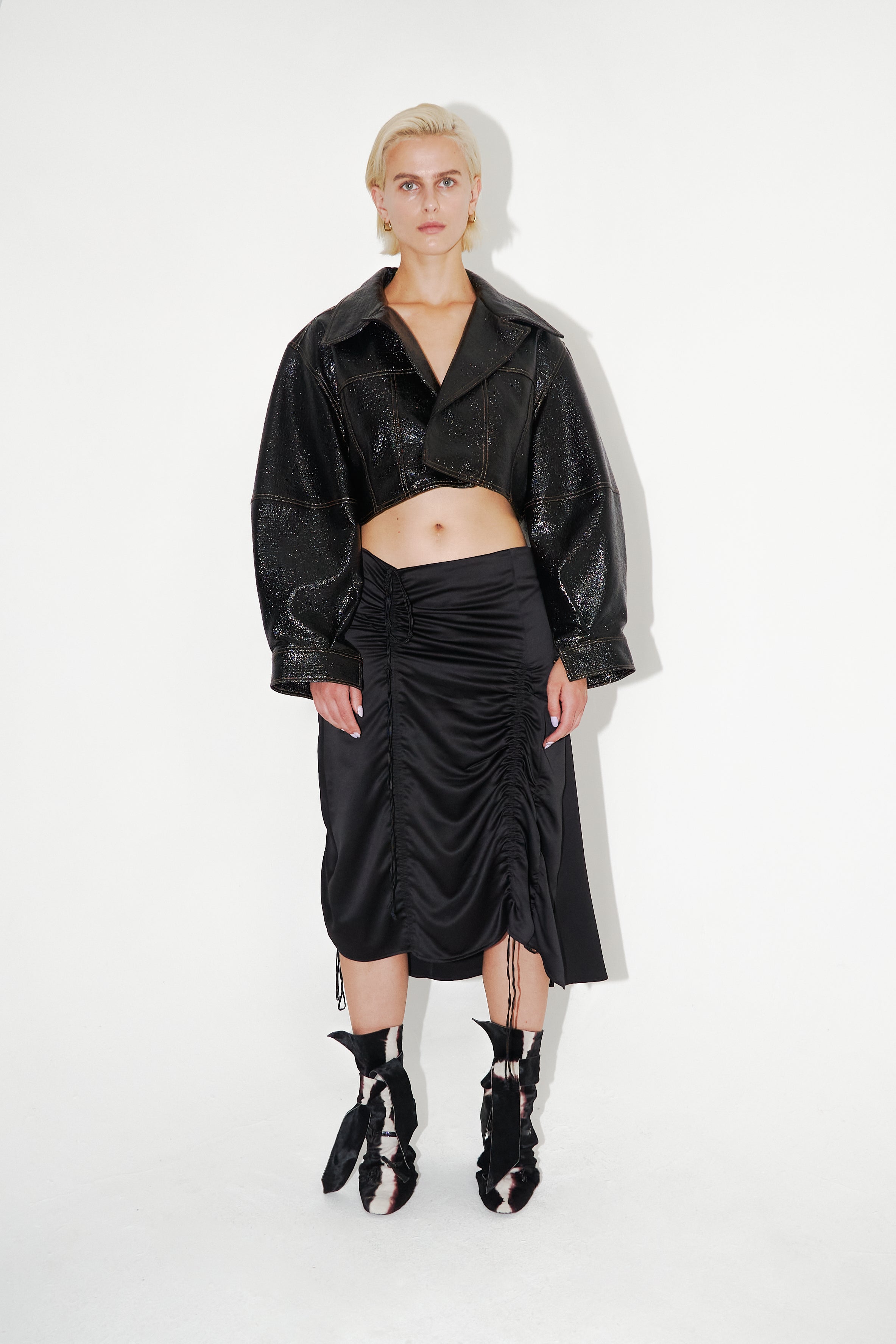 Cropped Vegan Leather Jacket - Studio183