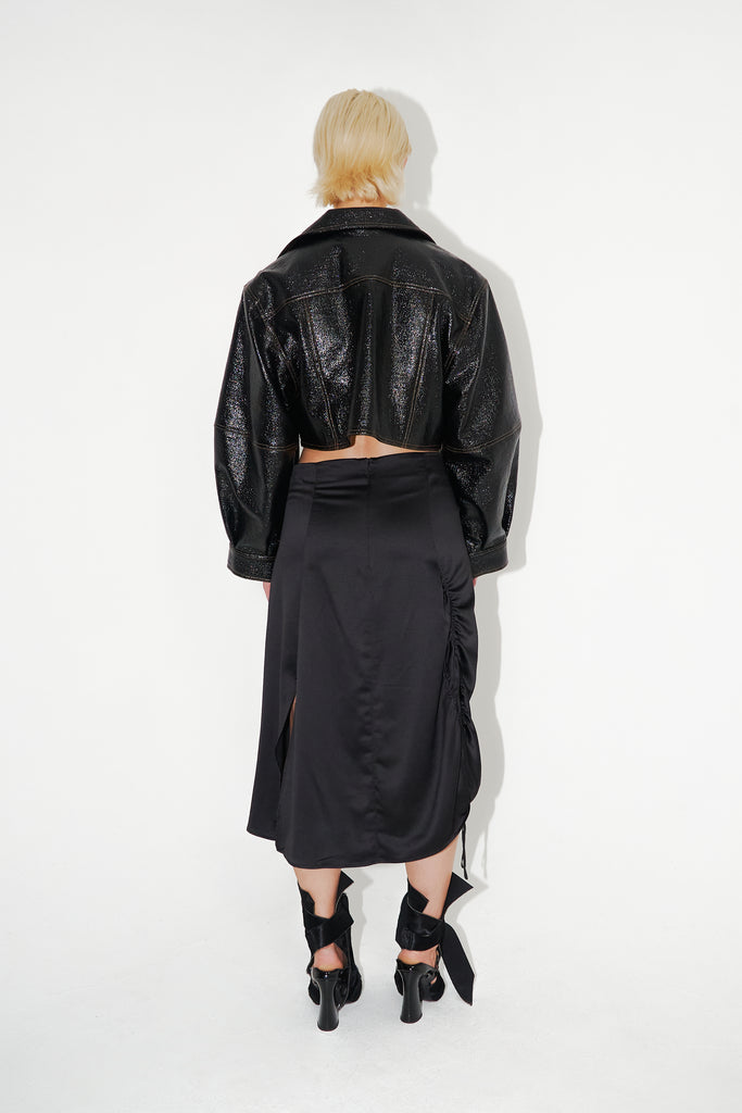 Cropped Vegan Leather Jacket