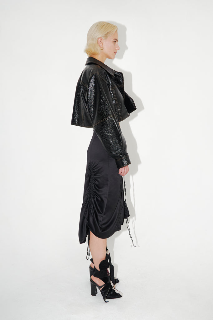 Cropped Vegan Leather Jacket