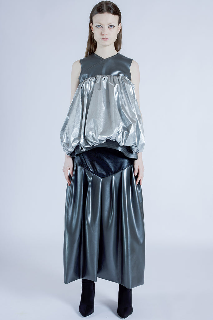 Pearlescent Grey Bubble Skirt