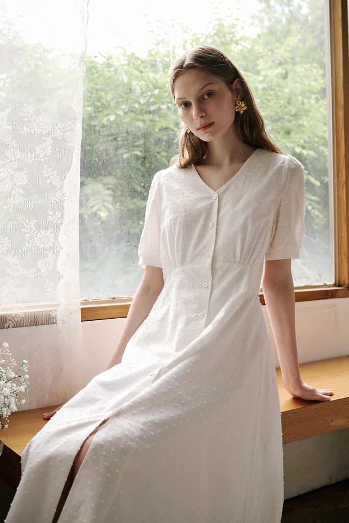 Dot Pattern Dress (White)