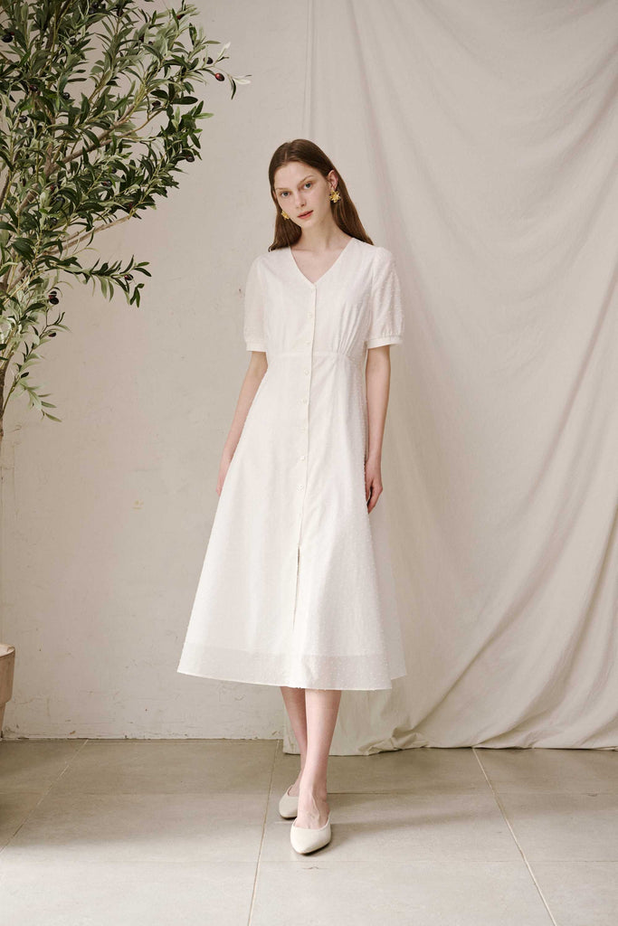 Dot Pattern Dress (White)