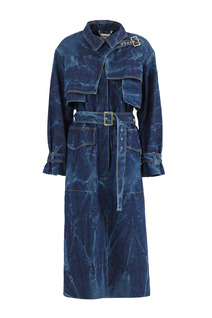 Fashion Denim Trench Coat Blue