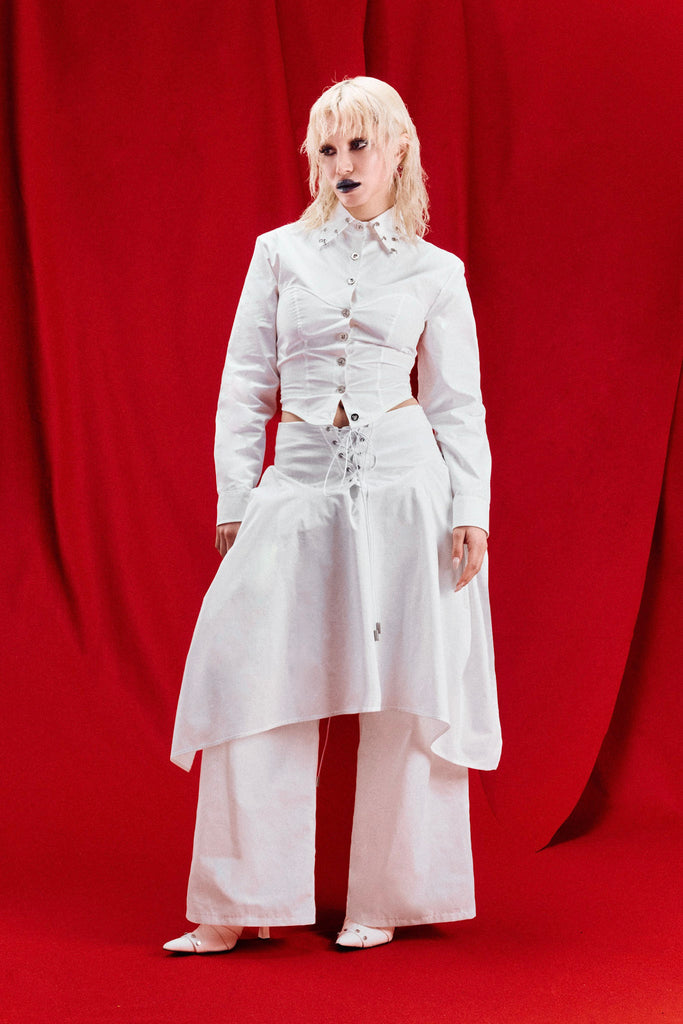 Hybrid Skirt Trousers - White