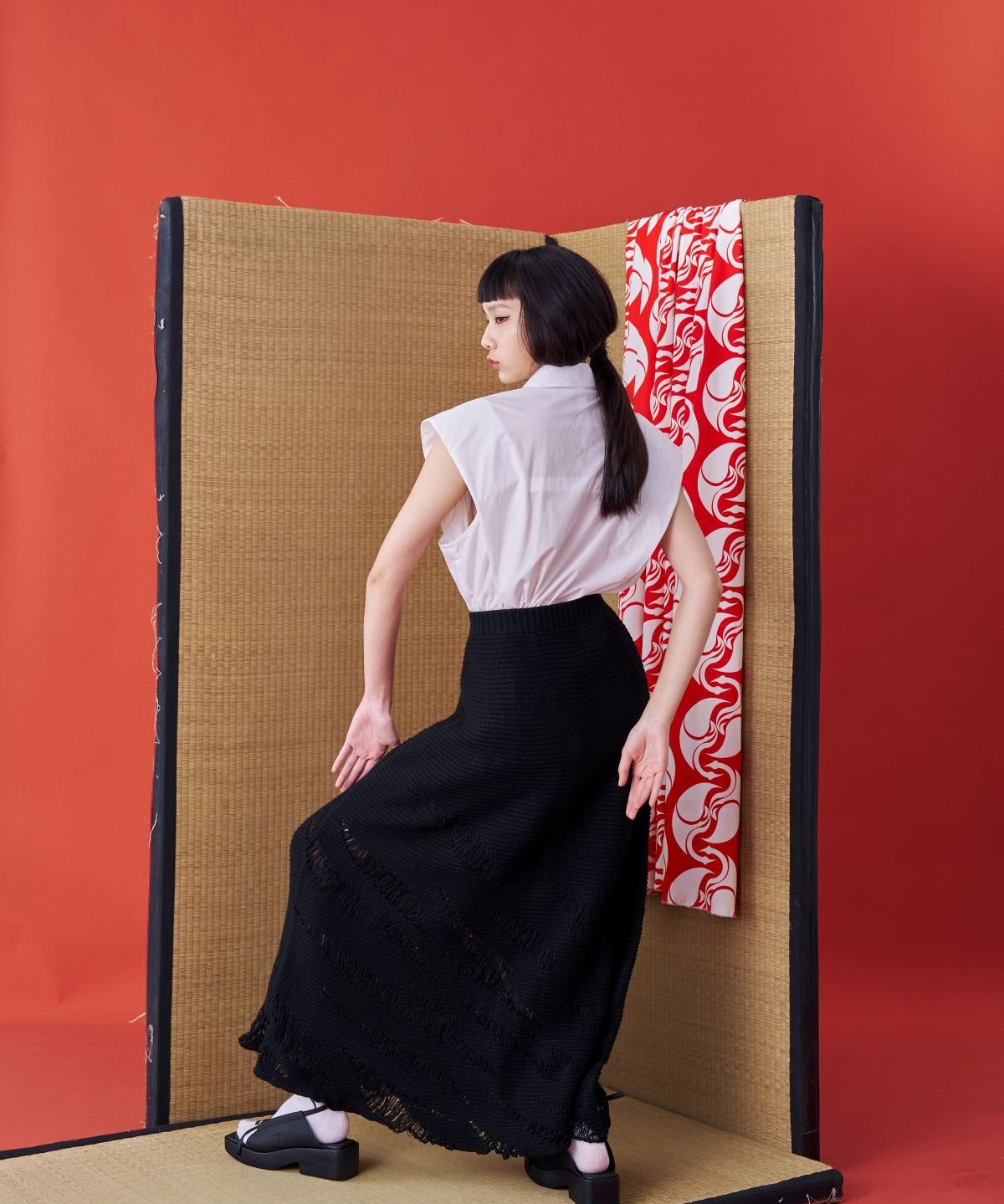 Tiger Stripe Knit Long Skirt - Studio183