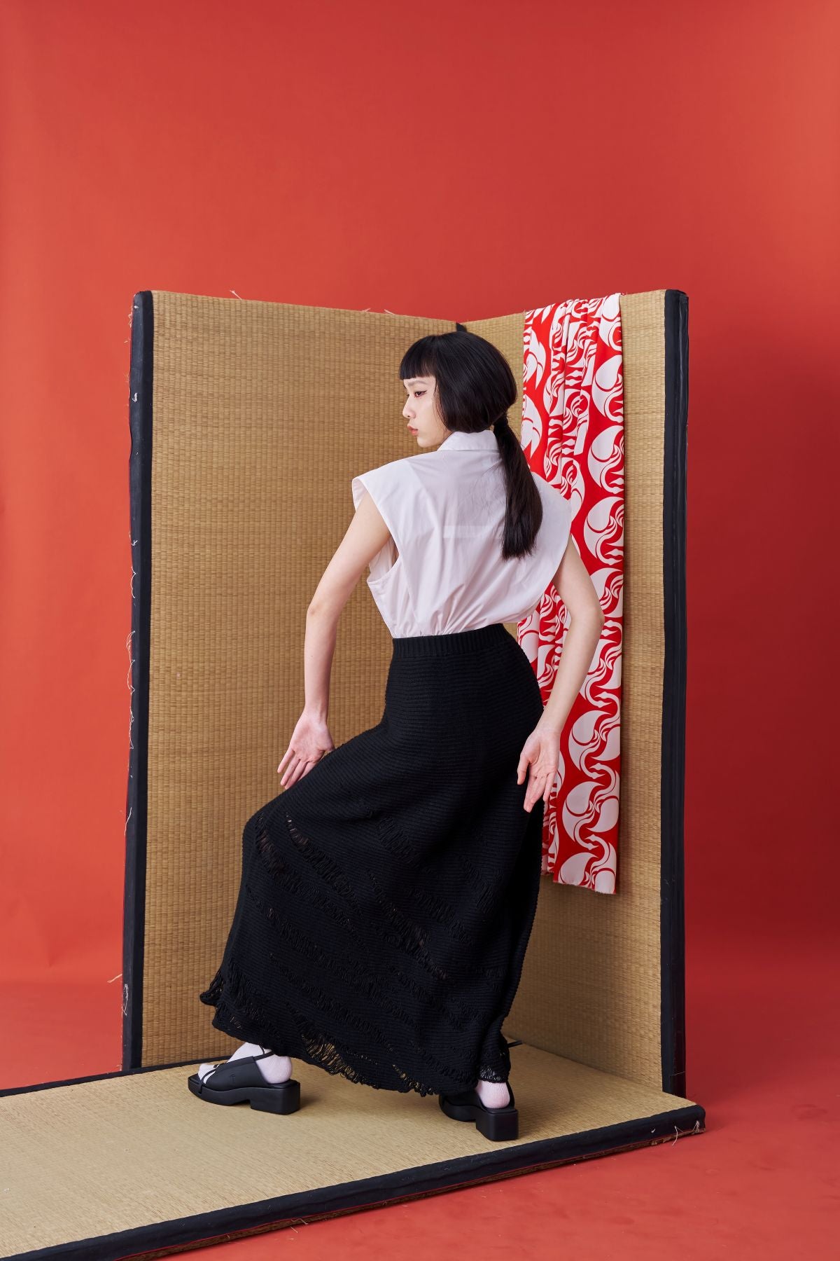 Tiger Stripe Knit Long Skirt - Studio183