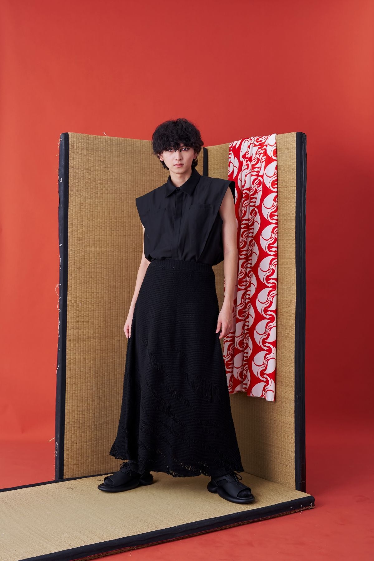 Tiger Stripe Knit Long Skirt - Studio183