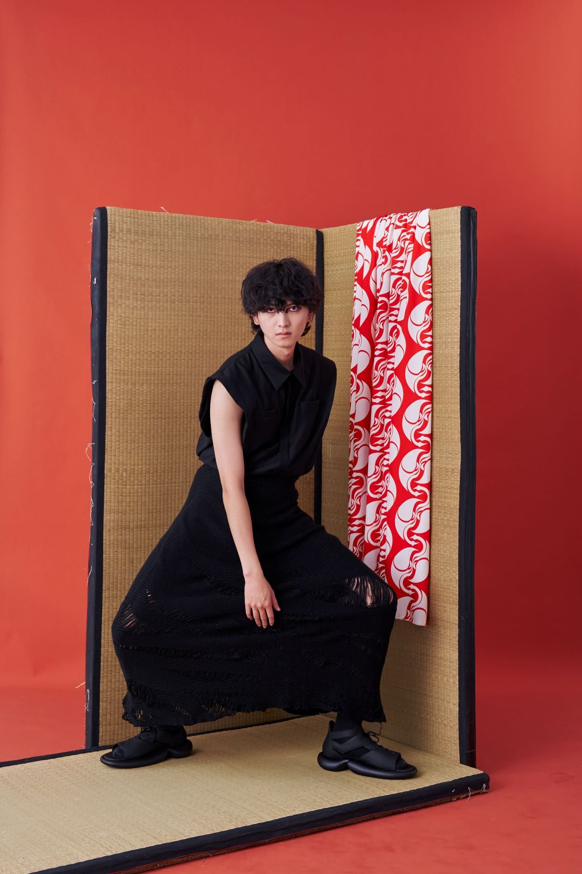 Tiger Stripe Knit Long Skirt - Studio183