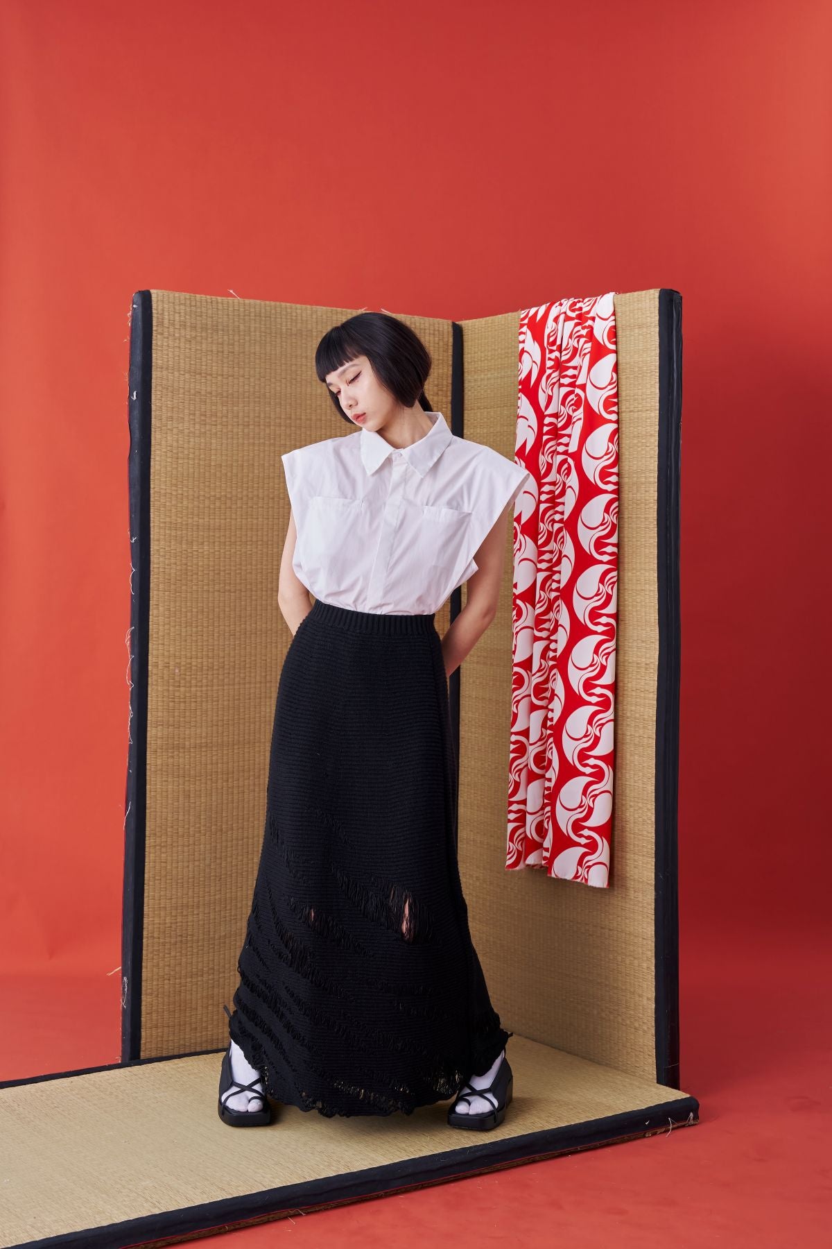 Tiger Stripe Knit Long Skirt - Studio183