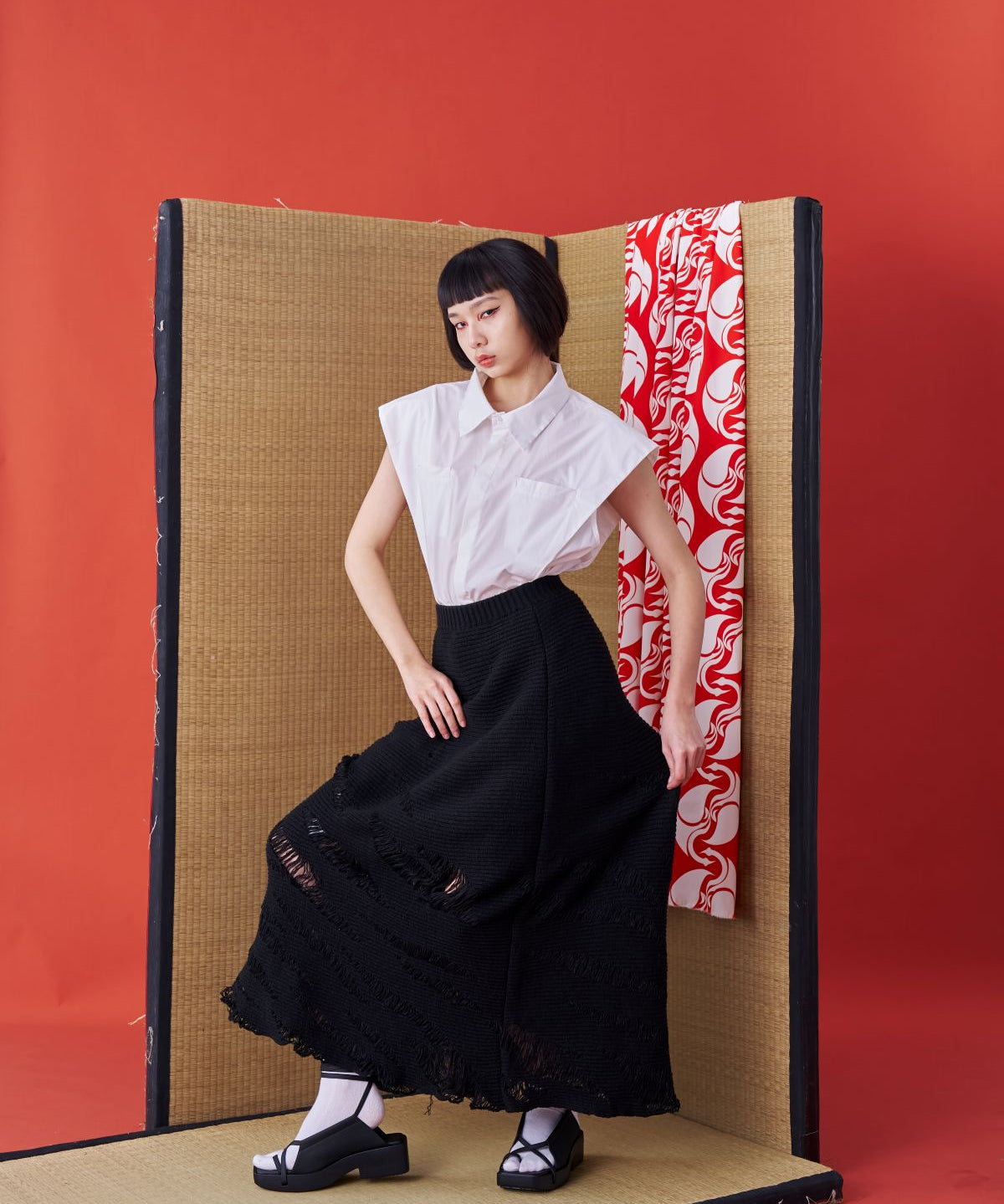 Tiger Stripe Knit Long Skirt - Studio183