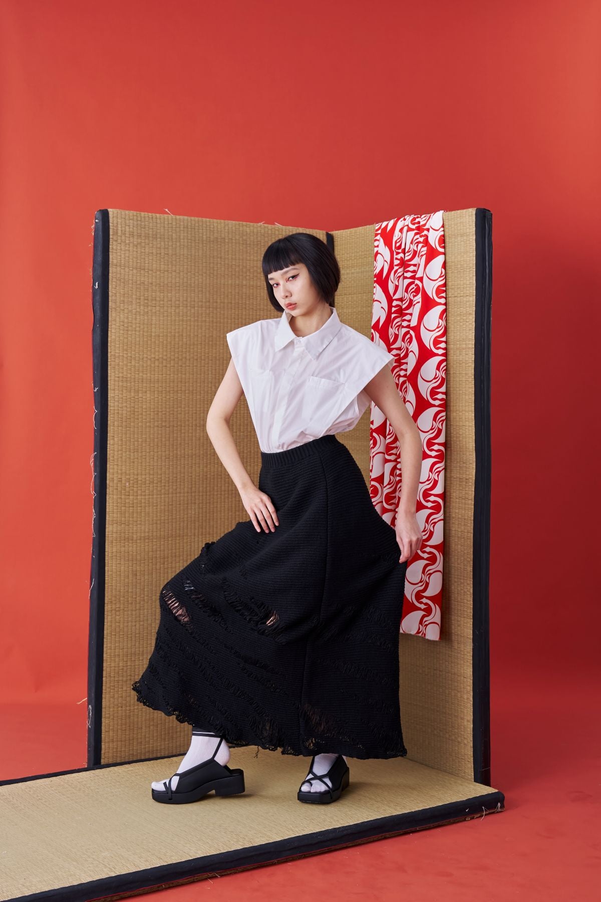 Tiger Stripe Knit Long Skirt - Studio183
