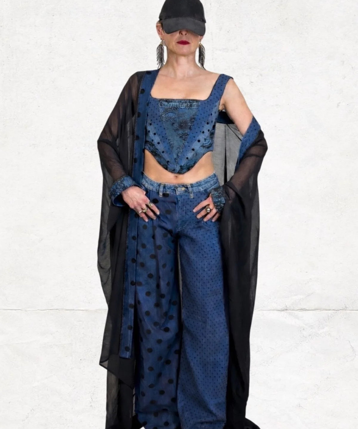 Lace and Tulle Coating on Denim Bustier - Studio183
