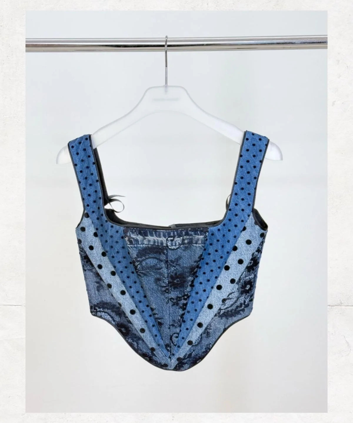 Lace and Tulle Coating on Denim Bustier - Studio183