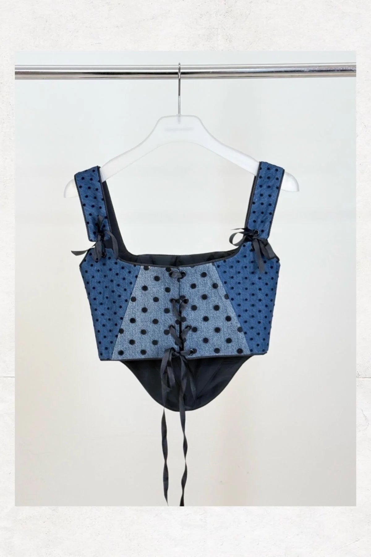 Lace and Tulle Coating on Denim Bustier - Studio183