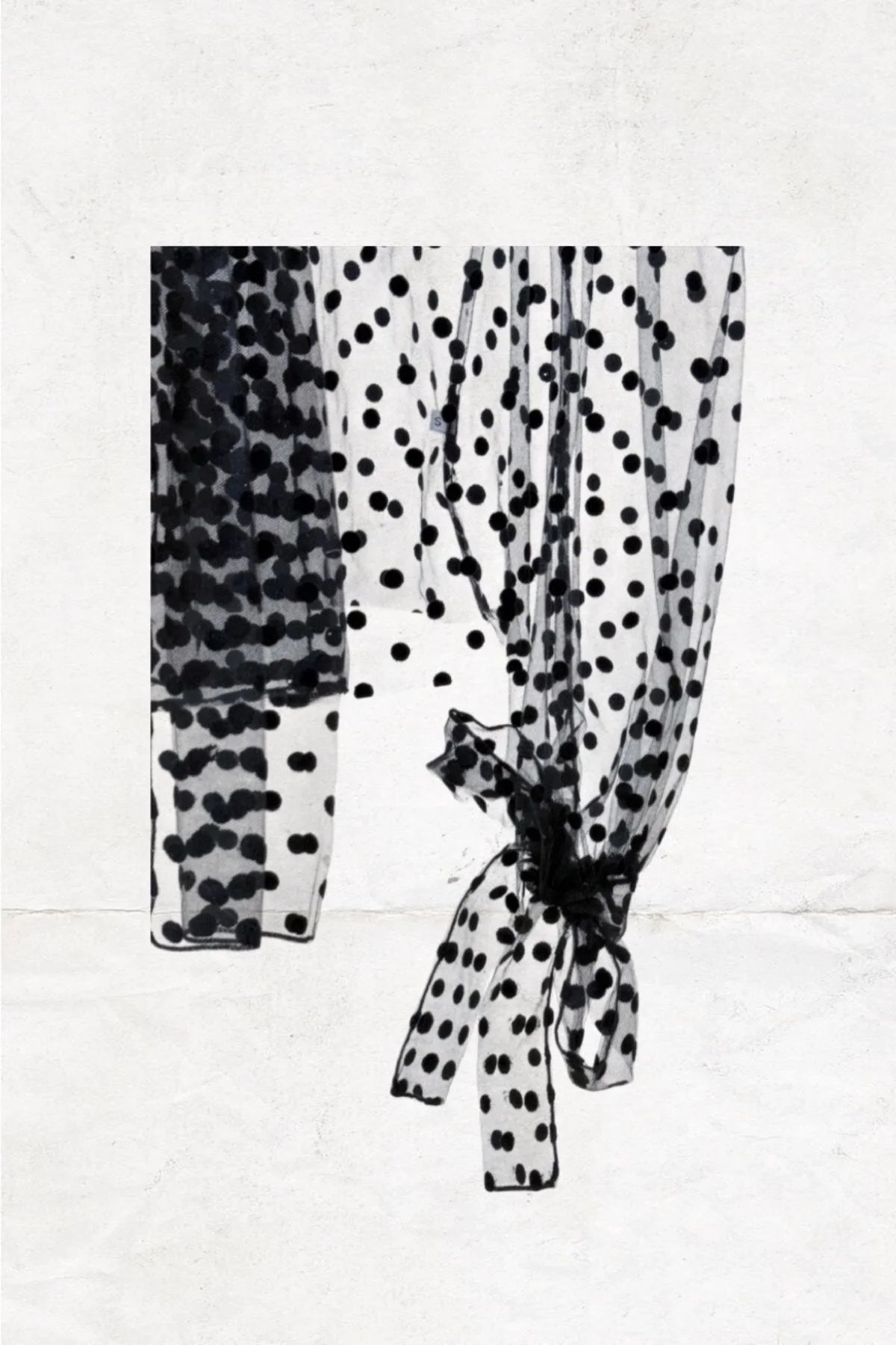 Bow Tie Collar Detailed Polka Dot Tulle Blouse - Studio183
