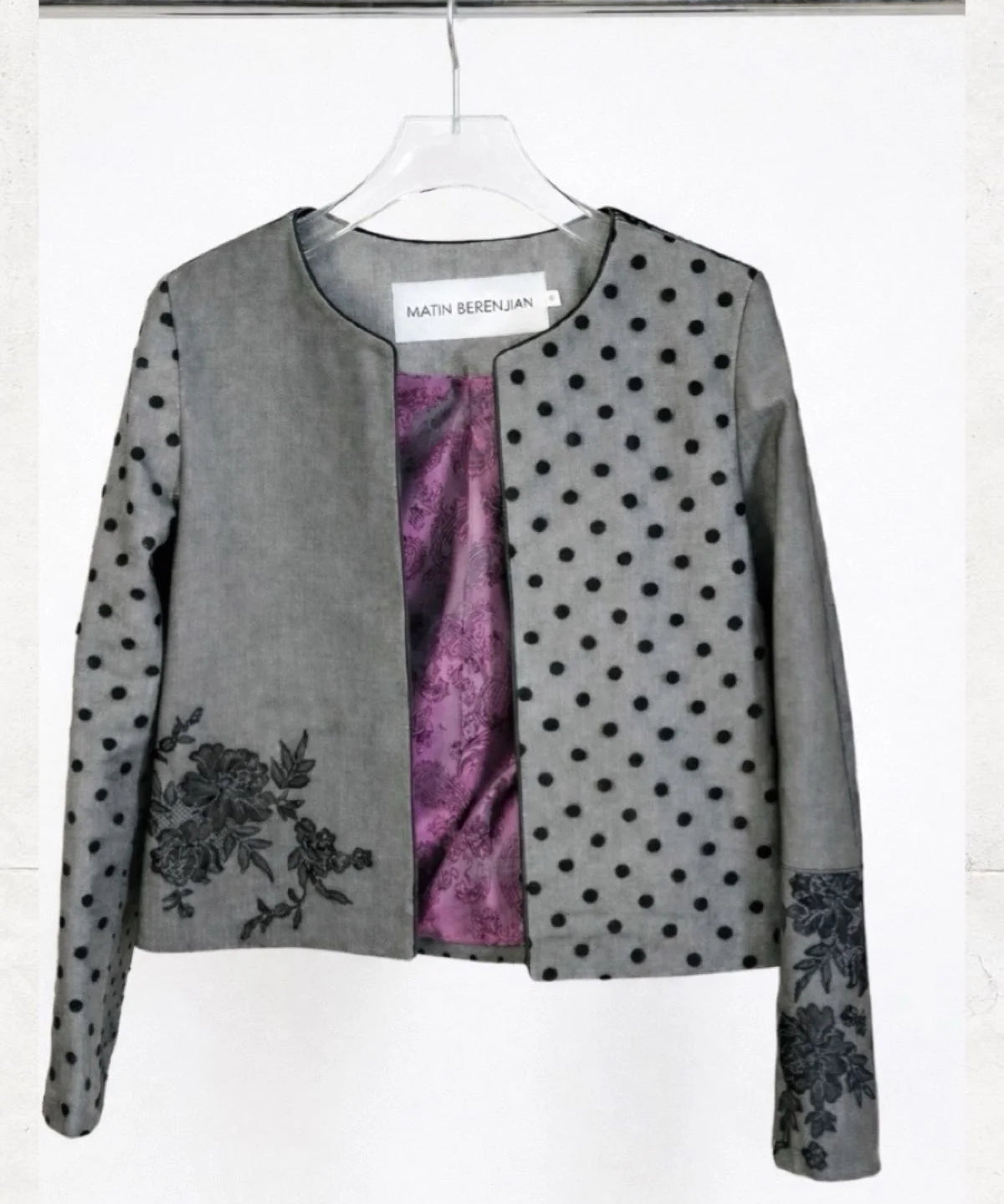 Handcrafted Lace Applique and Tulle Coated Denim Jacket - Studio183