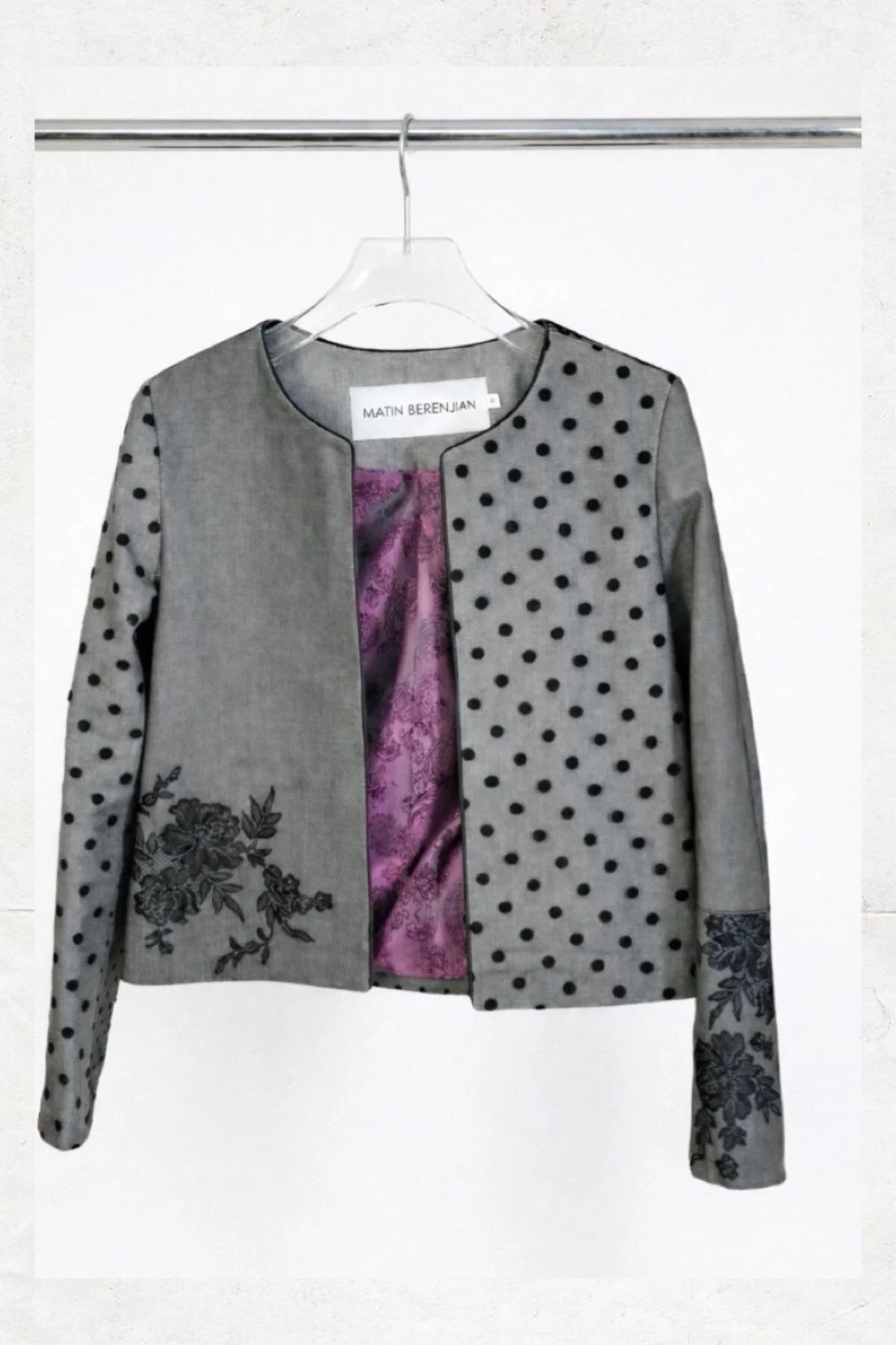 Handcrafted Lace Applique and Tulle Coated Denim Jacket - Studio183