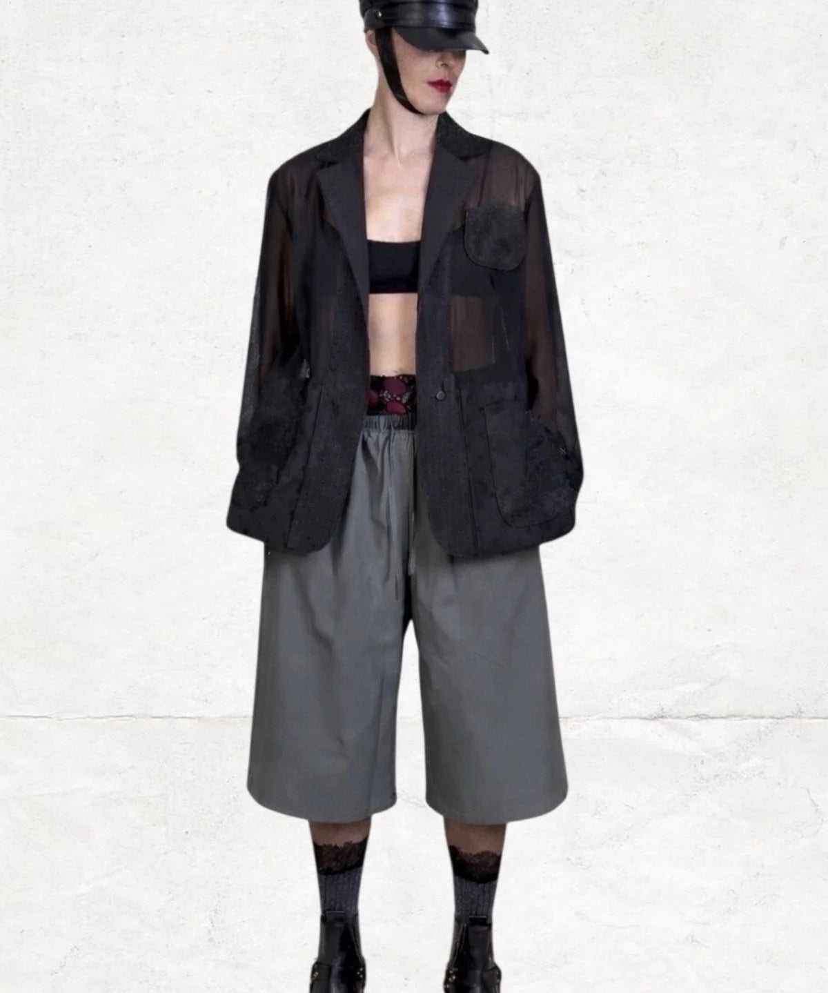 Semi-transparent Tulle and Lace Coated Jacket - Studio183