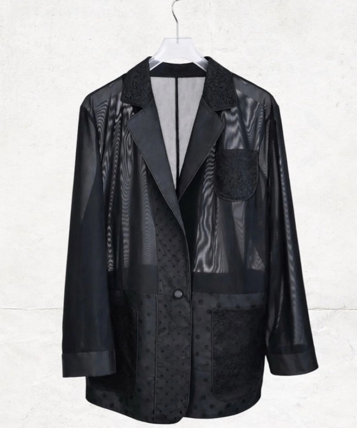 Semi-transparent Tulle and Lace Coated Jacket - Studio183