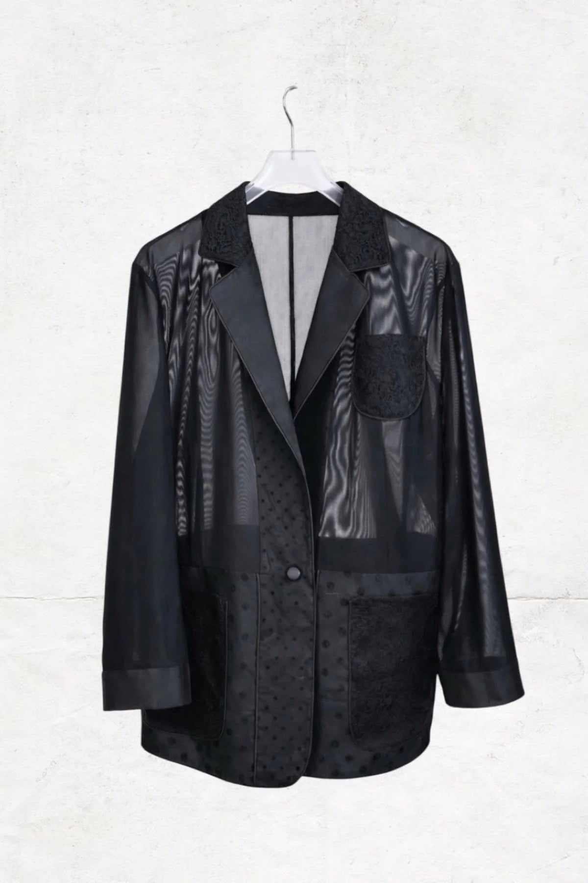 Semi-transparent Tulle and Lace Coated Jacket - Studio183