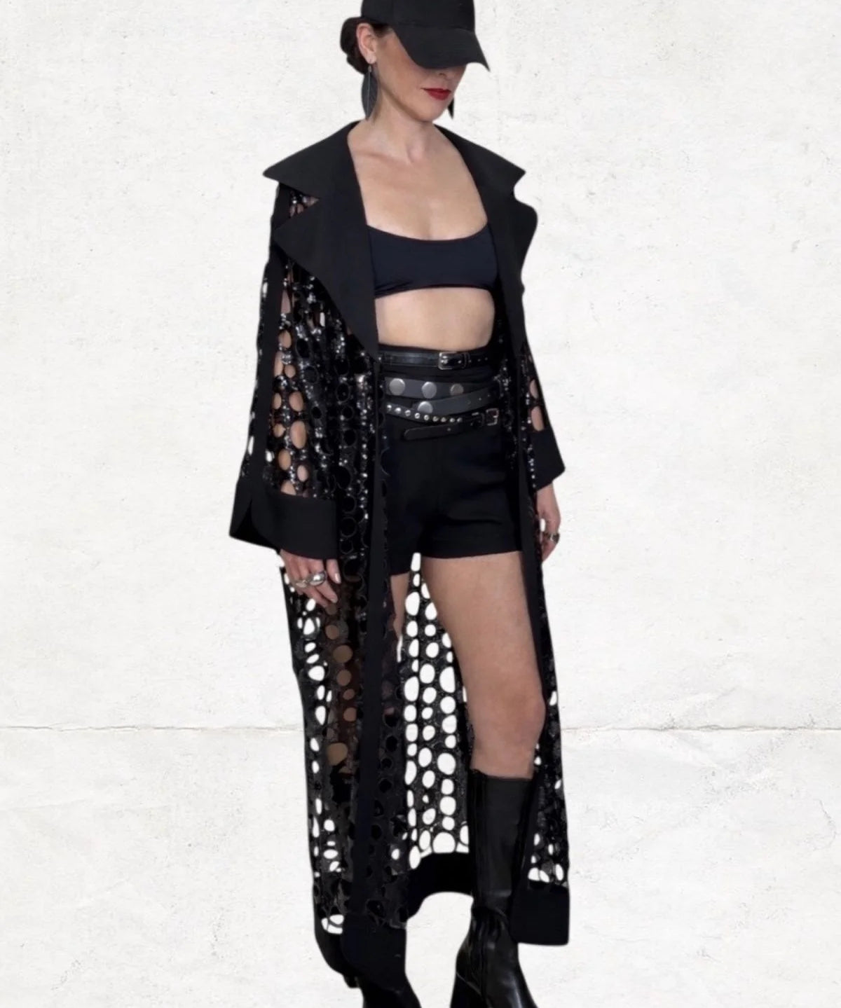 Polka Dot Mesh & Sequin Fabric Detailed Crepe Kimono - Studio183