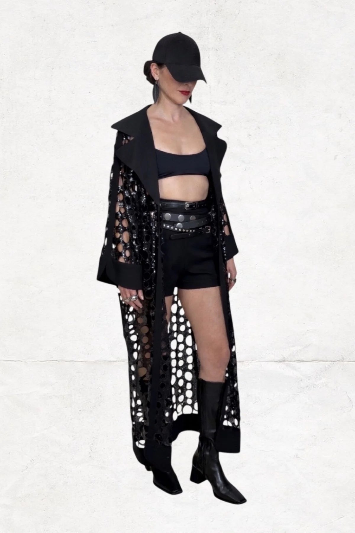 Polka Dot Mesh & Sequin Fabric Detailed Crepe Kimono - Studio183