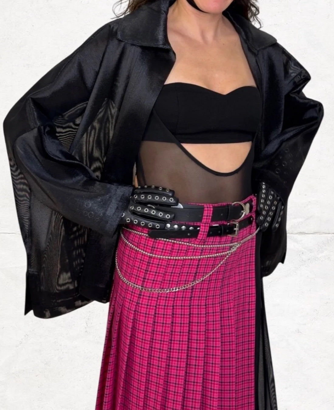 Over Size and Pocketed Metallic Fabric Jacket - Studio183