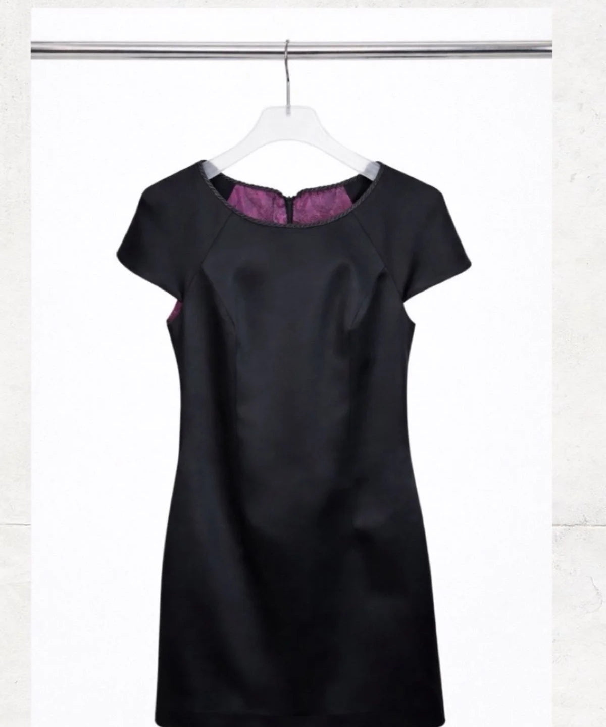 Cord Collar Detailed Small Black Satin Dress - Studio183