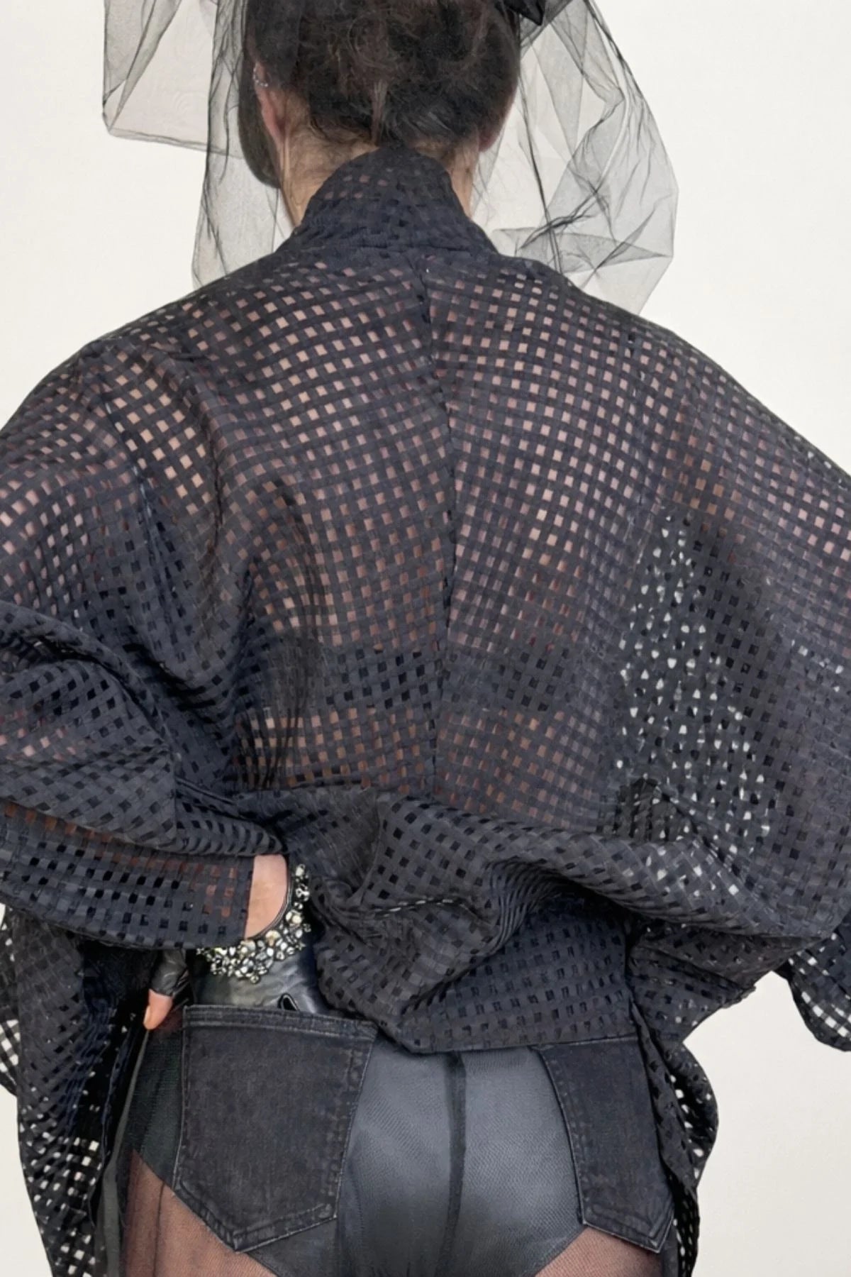 Over Size Textured Organza Kimono Jacket - Studio183