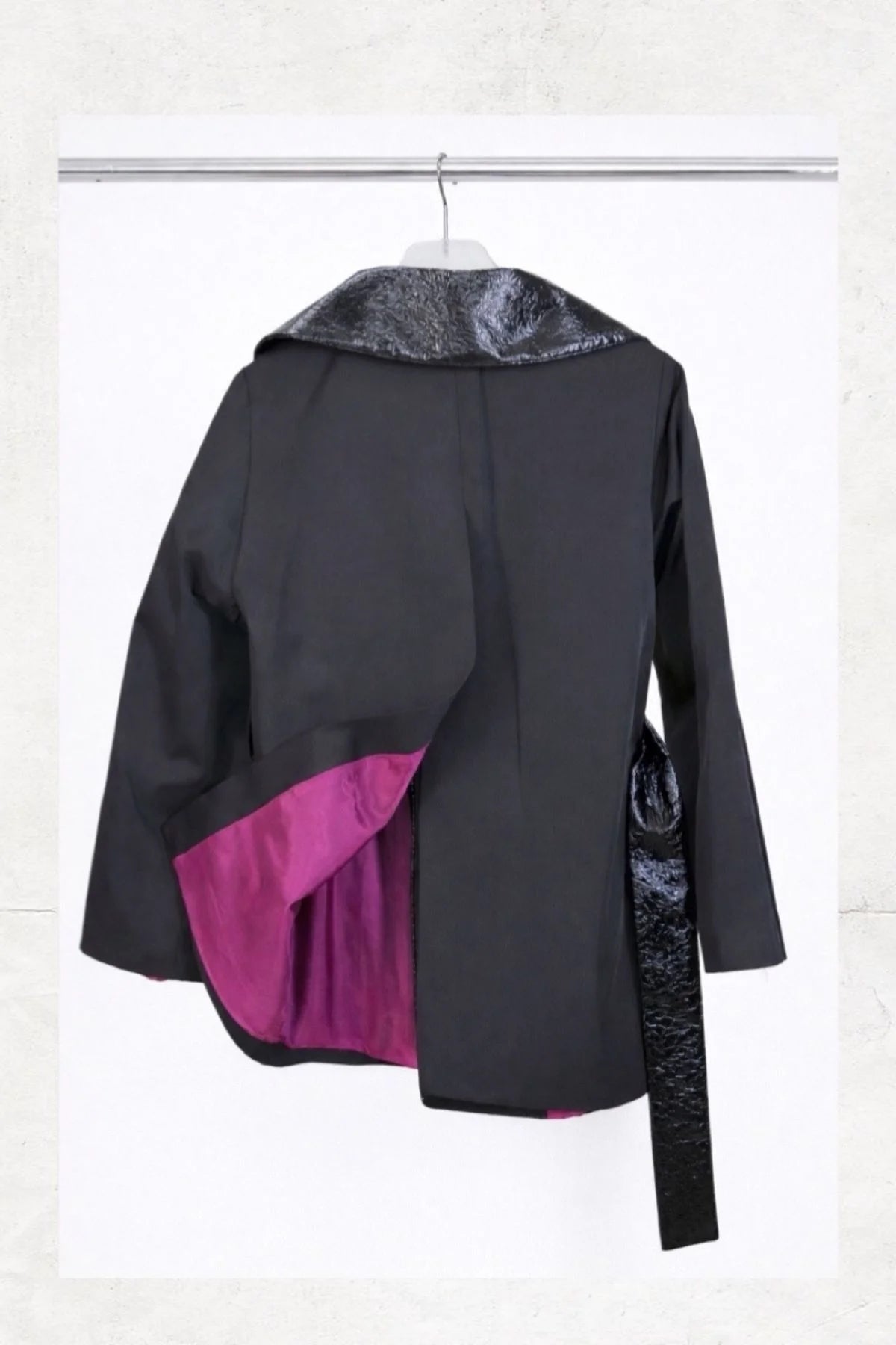 Patent Leather Artificial Leather Detailed Oversize Coat - Studio183
