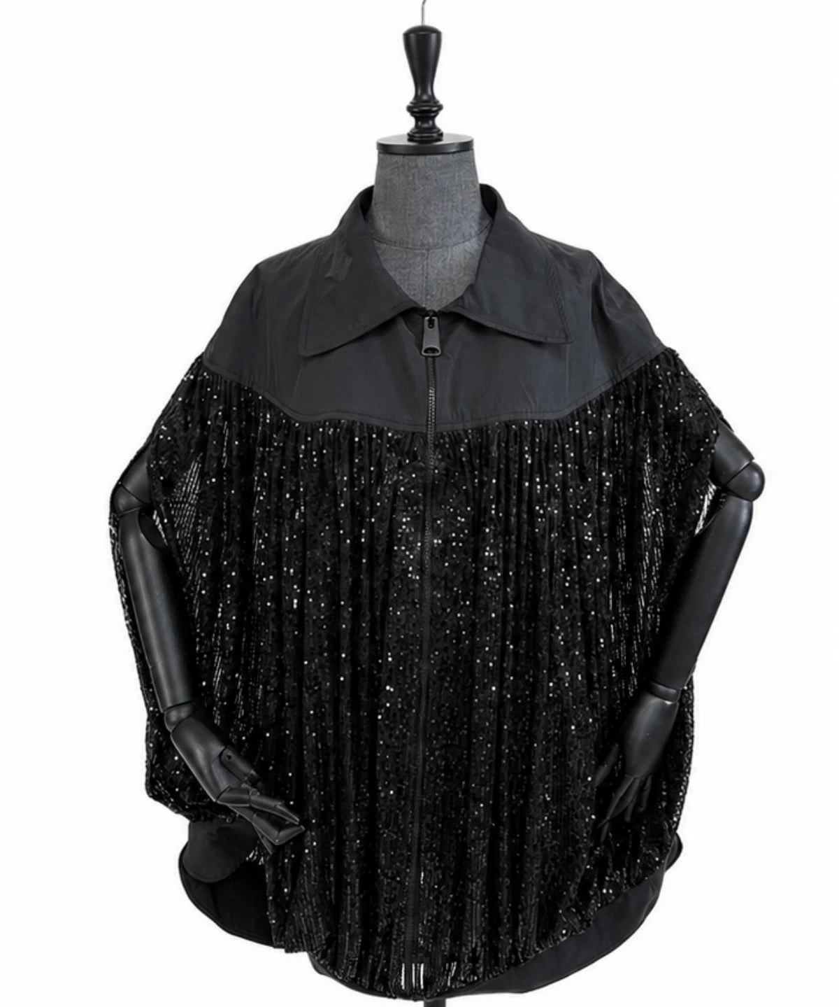 Sequined And Taffeta Mixed Cape - Studio183