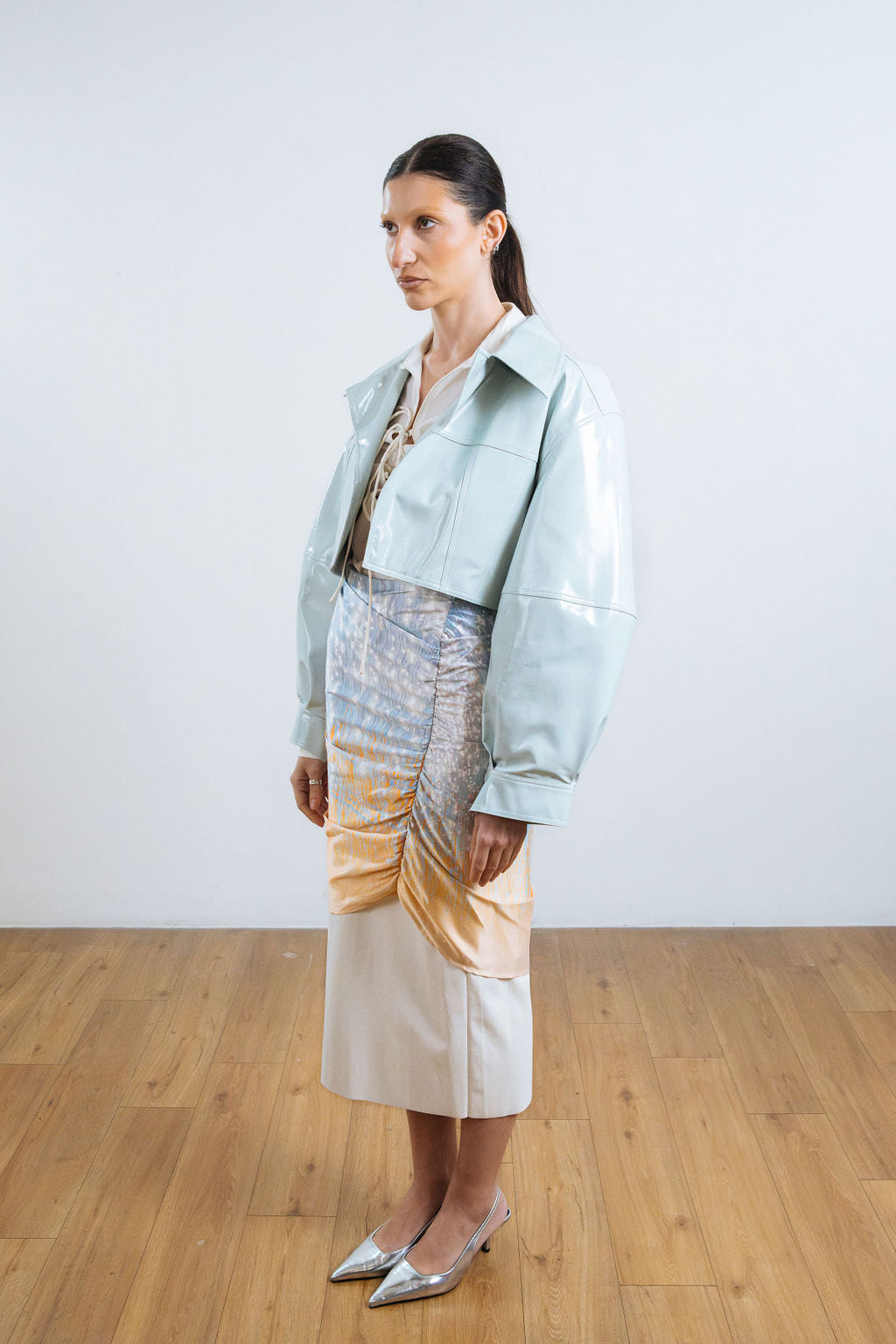 Cerulean Cropped Leather Jacket - Studio183
