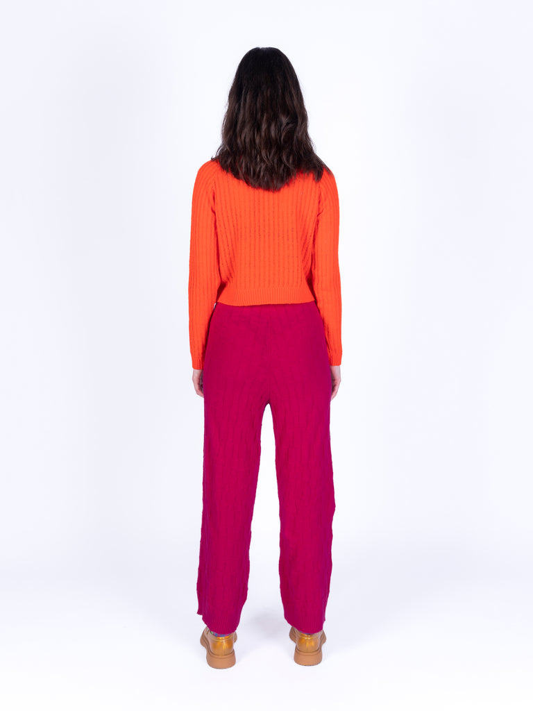Orange Mohair Crop Sweater