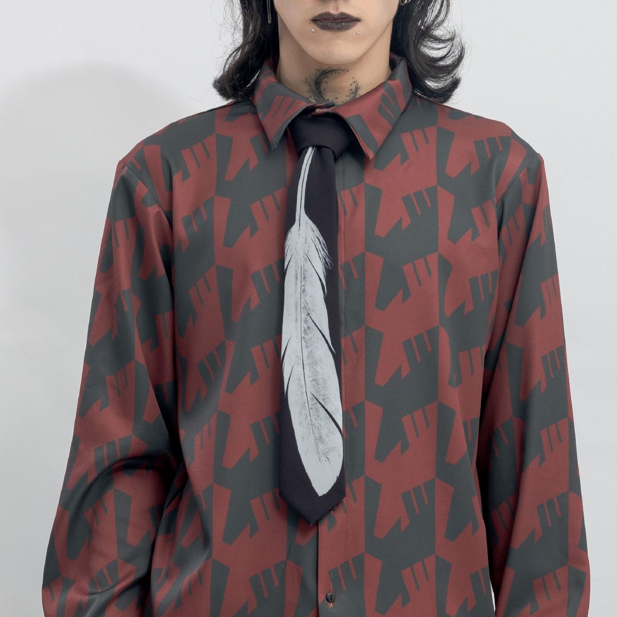 Raven Feather Print Tie - Studio183