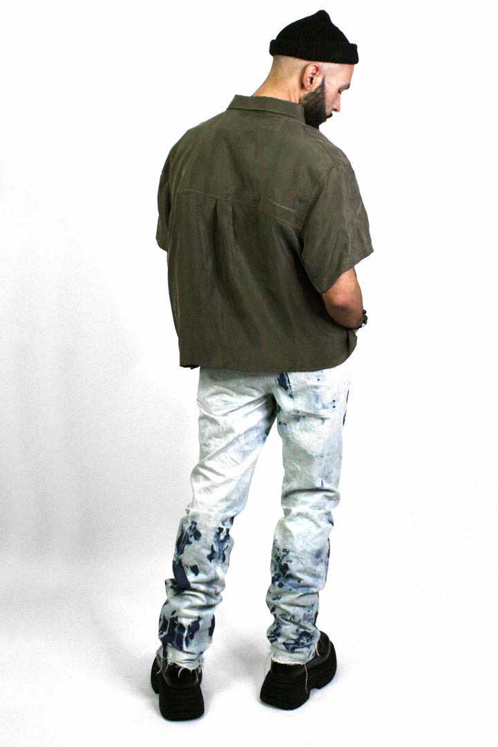 Speckled Acid Straight Fit Denim Jeans - Studio183