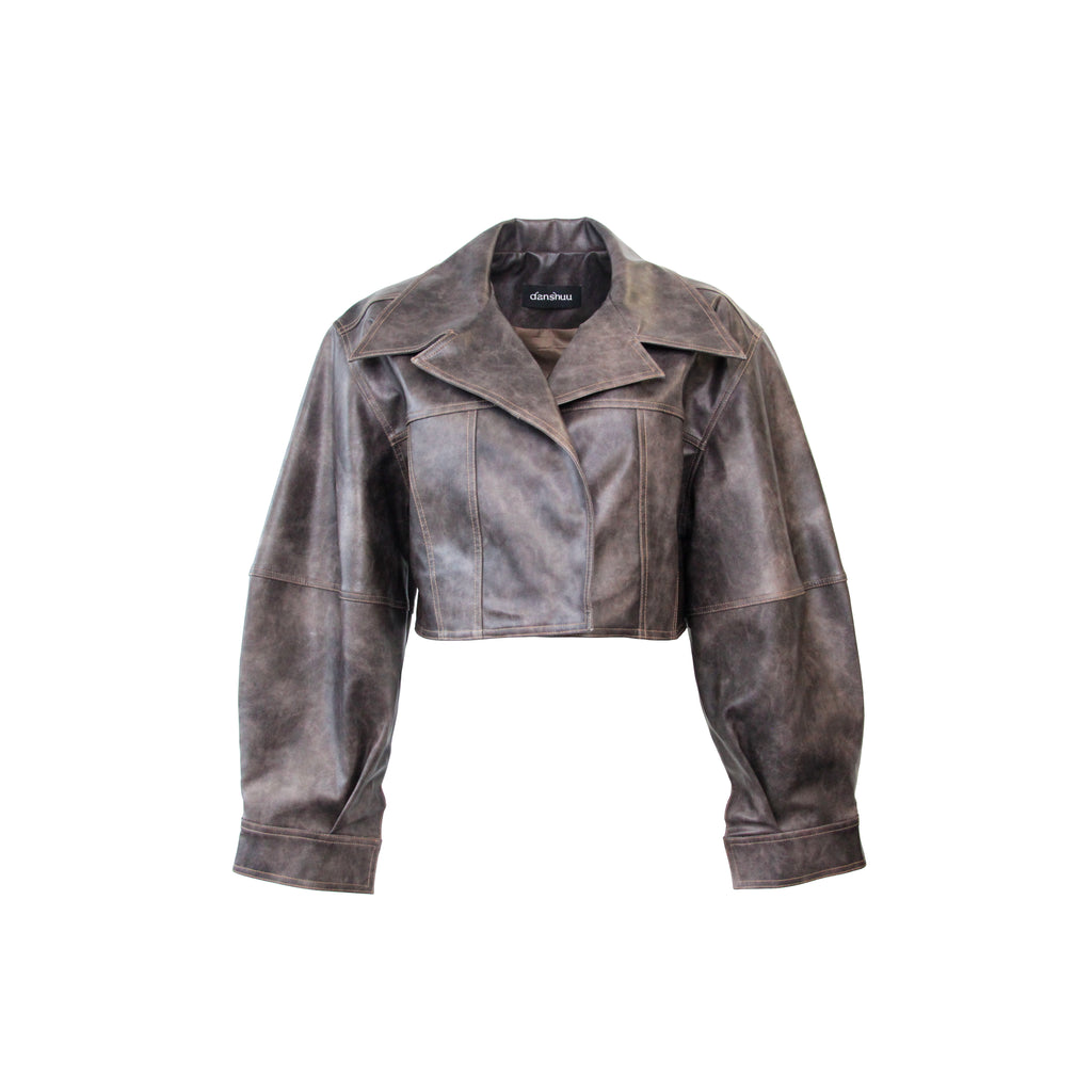 Hazel Patina Cropped Leather Jacket
