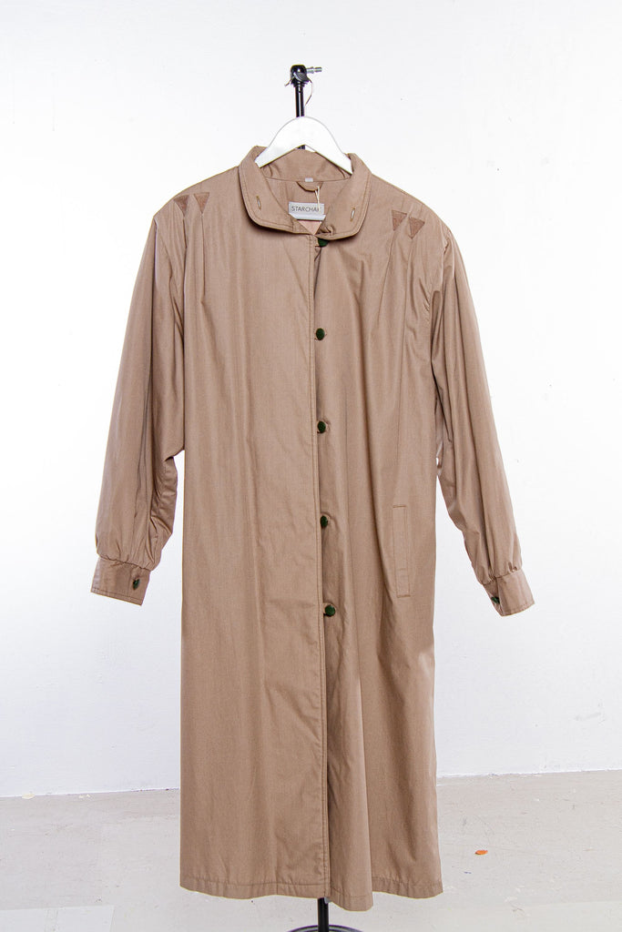 STARCHAK TAN BUTTONED TRENCH COAT