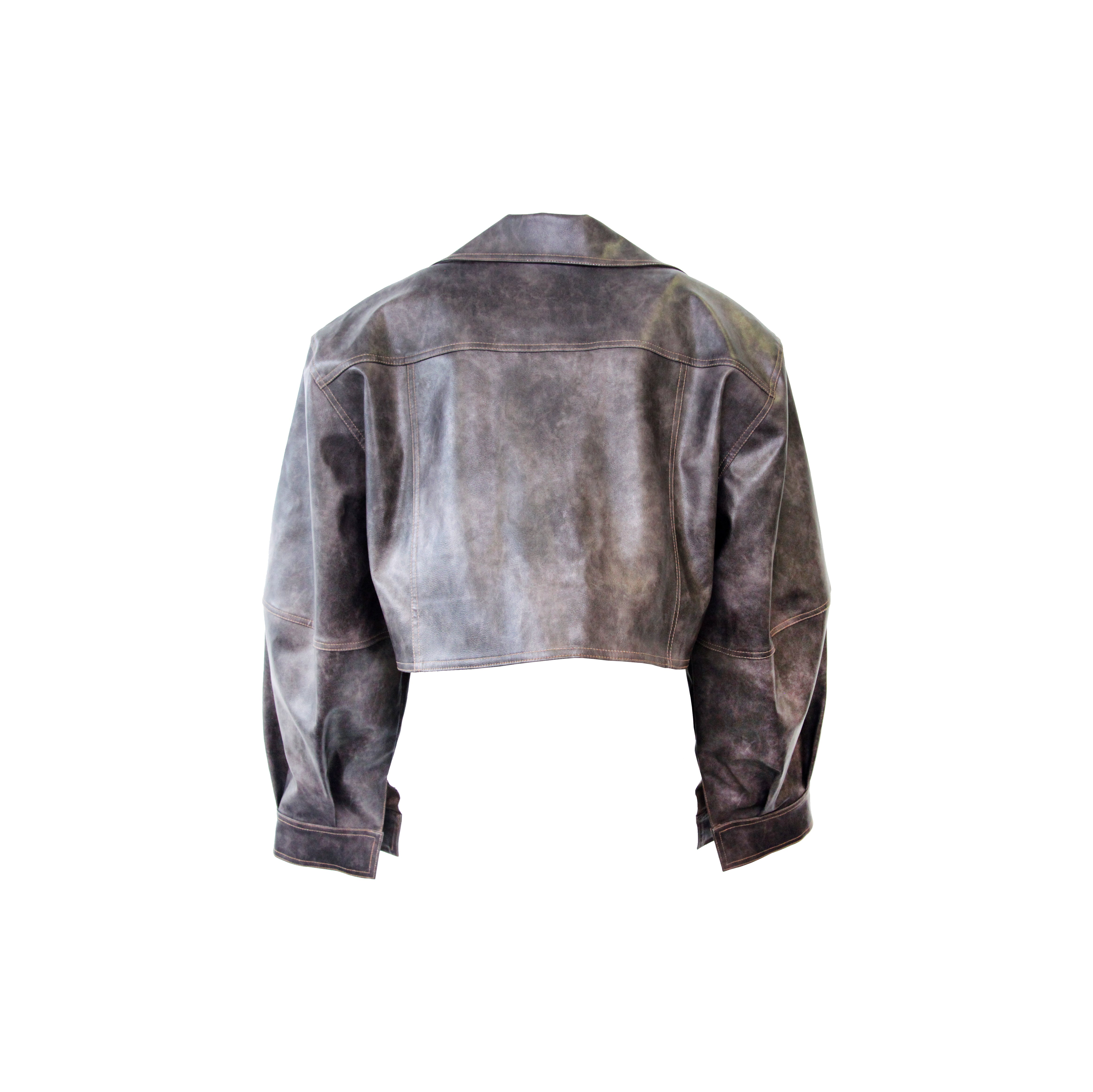 Hazel Patina Cropped Leather Jacket - Studio183