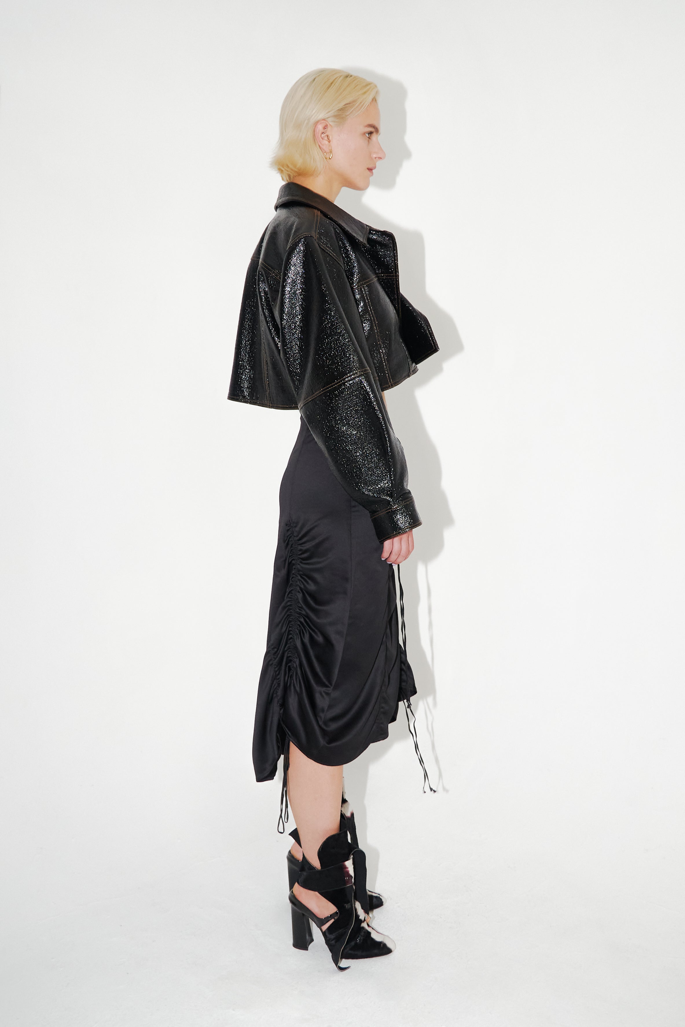 Cropped Vegan Leather Jacket - Studio183