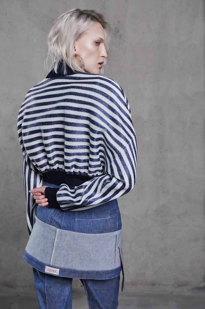 STRIPED RAFFIA BOMBER