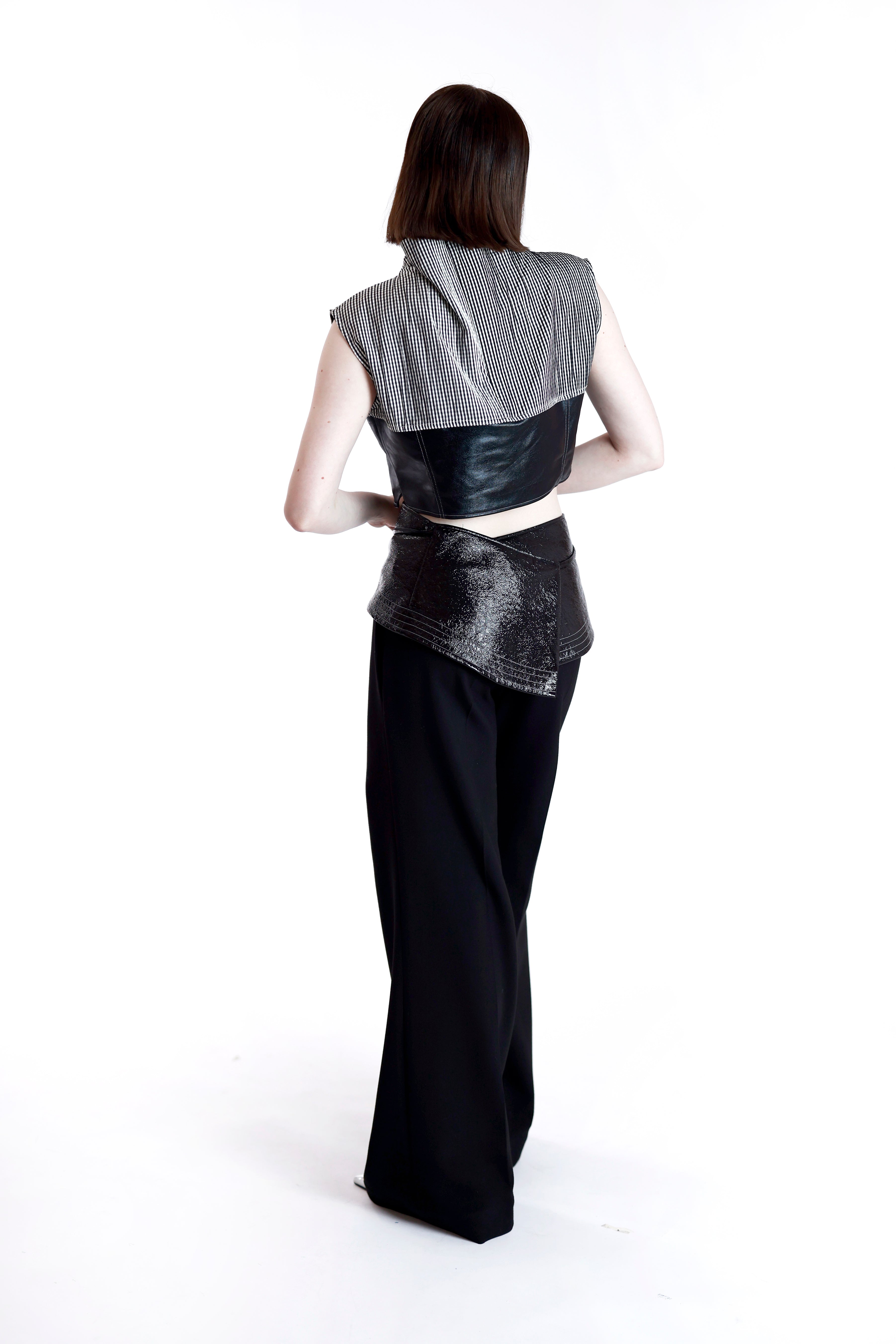 Mono Stripe Leather Top